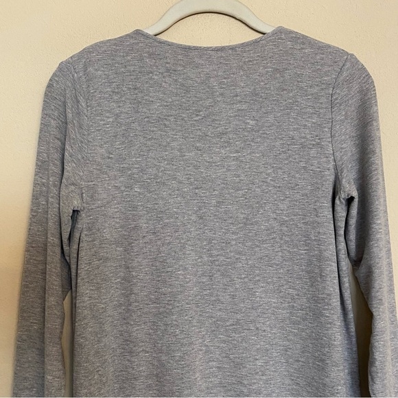 Theory Shirt Small knit long sleeve Pleat Detail Asymmetrical Gray Crew - Picture 9 of 13